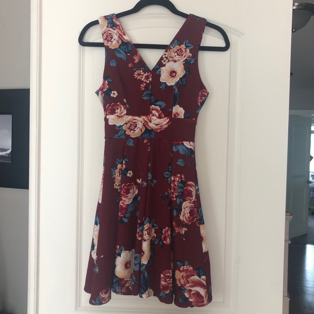 4/$25 Haute Monde Floral Red Dress